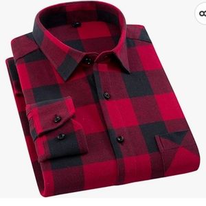 Mens plaid flannel dress shirt